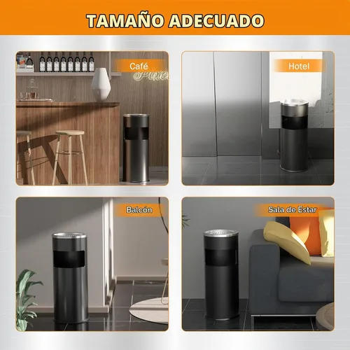 Vista 7 de BEAMNOVA Bote de basura negro con tapa, contenedor de basura de metal