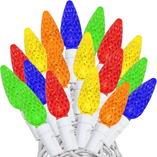 Vista 35 de Novelty Lights - Mini juego de 70 luces C6 LED de Navidad, serie de luces de grado comercial para exteriores, cable verde, 24 pies