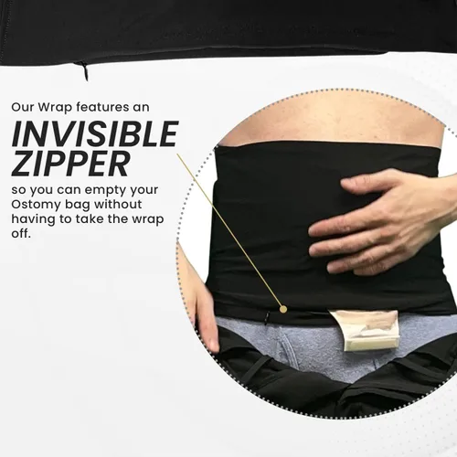 Vista 2 de Envoltura de soporte Elite para ostomía con bolsillos y cremallera invisible