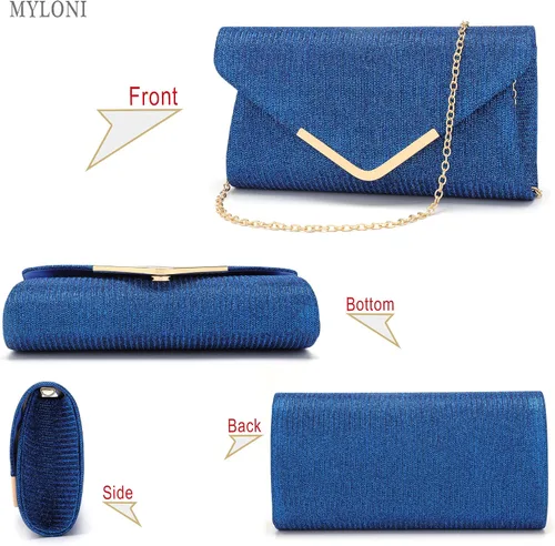 Vista 5 de Bolsos de mano brillantes para mujer, bolso de noche para mujer, bolso de mano para mujer, bolso de mano para fiesta, graduación, boda