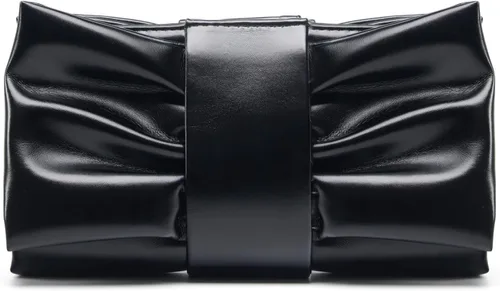 Vista 11 de Elegante bolso de mano con lazo para mujer, suave y plisado, bolsa de noche de poliuretano con cadena desmontable para fiesta de graduación, boda
