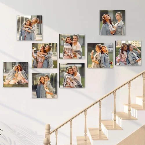 Vista 5 de Azulejos de fotos personalizados, marcos de fotos personalizados para pegar en la pared, marcos de fotos, collage de decoración de pared, imagen