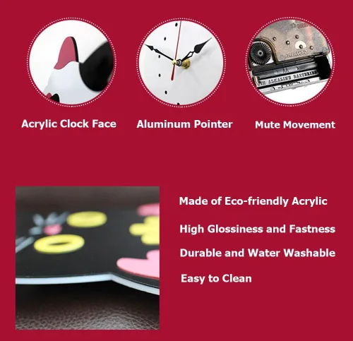 Vista 3 de Topkey Reloj de pared creativo de acrílico con péndulo de cola oscilante para sala de estar, dormitorio, cocina, decoración del hogar, batería