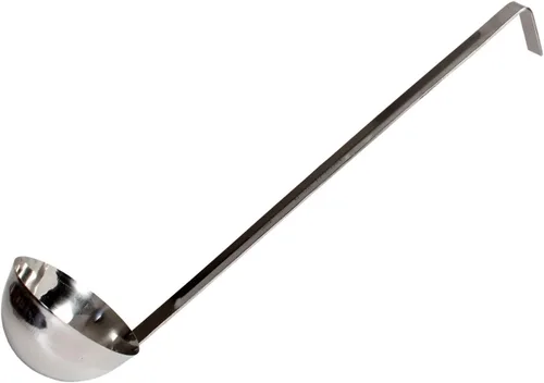 Vista 11 de TrueCraftware - Cucharón de acero inoxidable de 1 onza con mango largo con gancho, cuchara medidora pequeña de grado comercial para salsa de sopa