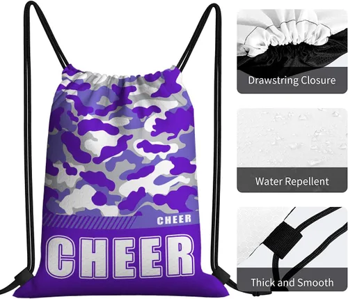 Vista 52 de Mochila con cordón impermeable para gimnasio, bolsas con cordón, bolsa de cuerda deportiva, mochila de camuflaje, Bolsas con cordón Cheer - Bolsas