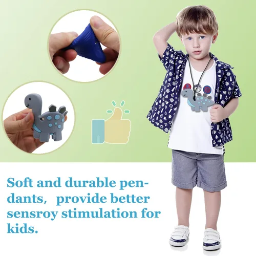 Vista 3 de Collares masticables para niños sensoriales, 6 piezas de collar masticable para niños y niñas para masticar morder y dentición, collares masticables
