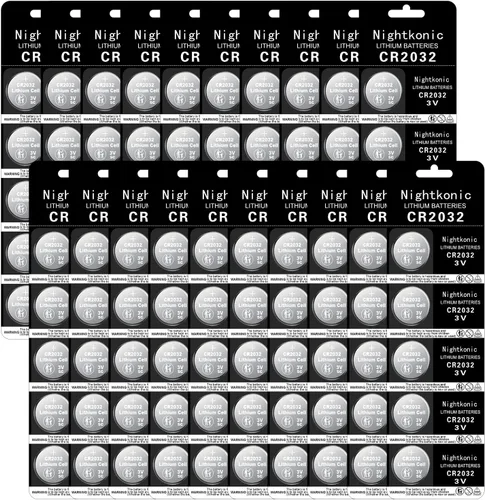Vista 8 de Nightkonic Paquete de 50 piezas - Batería CR2032 3v Litio Botón Celda Moneda 2032 Batería