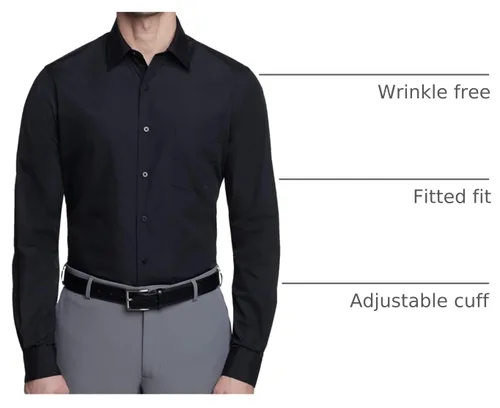 Vista 4 de Van Heusen - Camisa de vestir para hombre, de popelina ajustada lisa Negro