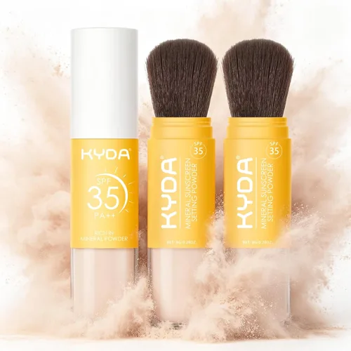 Vista 12 de KYDA Protector solar mineral en polvo para rostro y cuero cabelludo, protector solar SPF 35 para el cuero cabelludo, protector solar