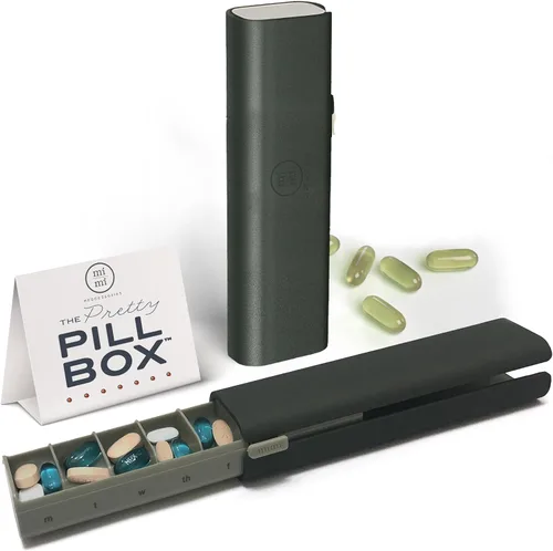 Vista 8 de Mimi Medcessories - Juego de pastilleros bonito - Organizador diario de pastillas elegante y compacto, estuche para pastillas y medicamentos