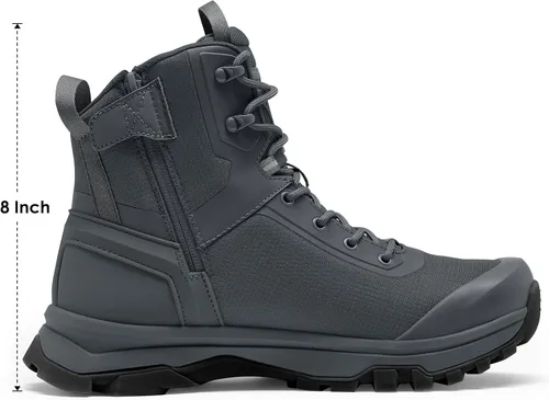 Vista 3 de Coostar Botas tácticas para hombre, ligeras, militares, botas de combate con cremallera lateral, para motocicleta, senderismo, trabajo