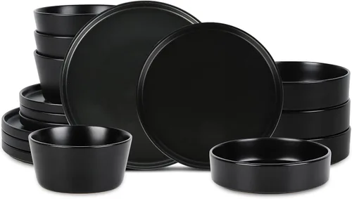 Vista 12 de Stone Lain Celina - Juego de vajilla de cerámica de 16 piezas, cuencos para cereales y cena, color gris