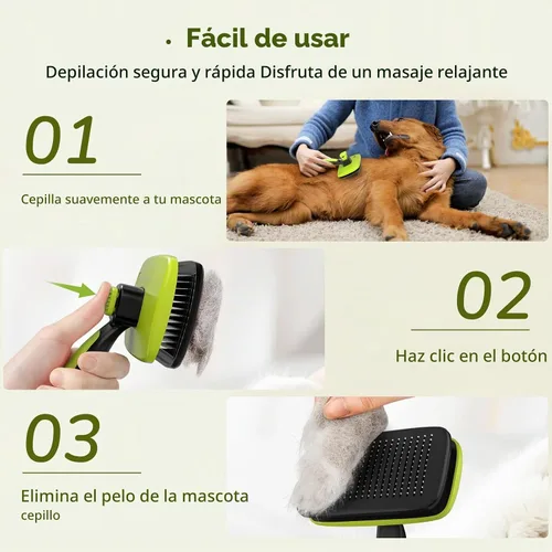 Vista 6 de Pecute Cepillo de limpieza automática para perros y gatos, cepillo ligero para perros para eliminar el pelo y masajear, cepillo para gatos que