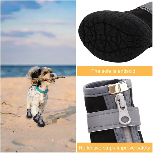 Vista 2 de Zapatos de perro para perros pequeños, botas para perros y protector de patas para el día de nieve de invierno, pavimento caliente de verano