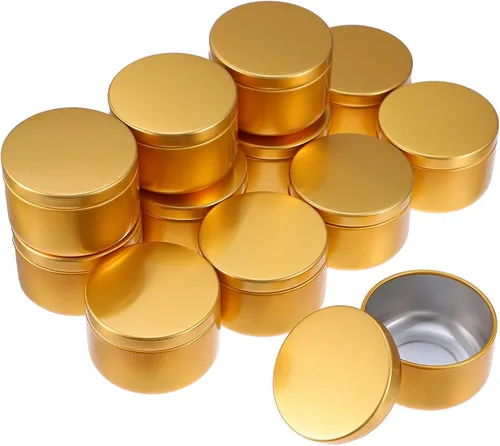 Vista 9 de SEWACC 12 latas de metal para velas, recipientes redondos para manualidades, almacenamiento portátil para caramelos, cuentas y artículos de diseño