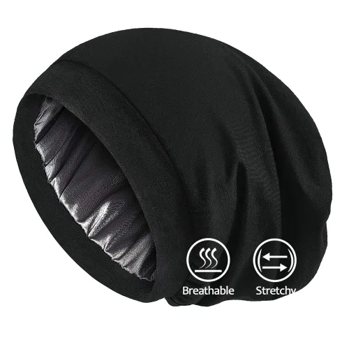 Vista 46 de Alnorm - Gorro con forro de satén y suave banda elástica para hombres y mujeres, talla única Se ajusta a la mayoría