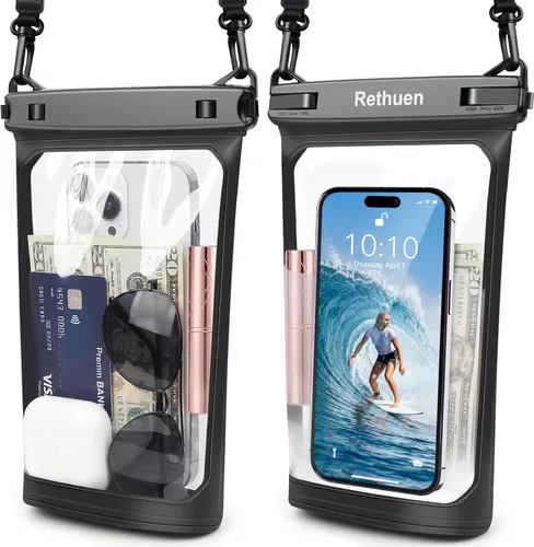 Vista 9 de Bolsa flotante grande impermeable para teléfono, paquete de 2 bolsas secas para teléfono celular para iPhone 17, 16, 15, 14, 13 Pro Max, Galaxy S24