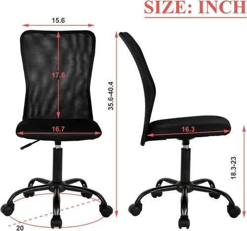 Vista 2 de Silla de oficina en casa, silla ergonómica de escritorio con respaldo medio, silla de computadora moderna de altura ajustable, silla giratoria
