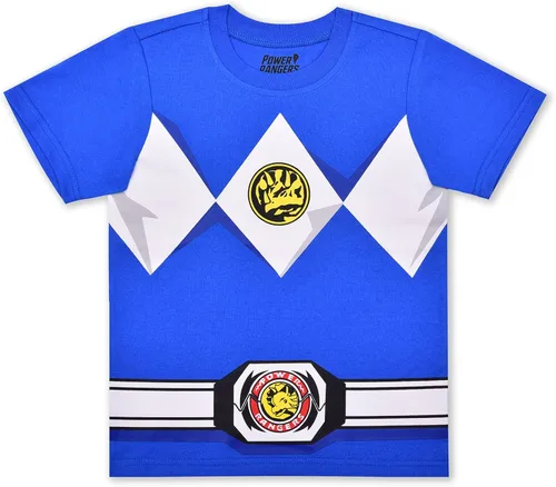 Vista 2 de Hasbro Power Rangers - Conjunto de camisa y pantalones deportivos de manga corta para niños pequeños, negrorojo o azulazul marino