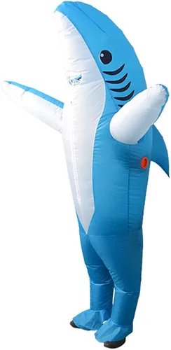 Vista 2 de Disfraz inflable de tiburón para adultos, disfraz inflable de tiburón para hombres, divertido