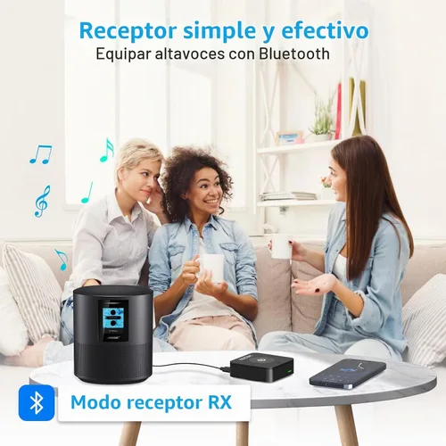 Vista 4 de ZIOCOM Transmisor Bluetooth para TV, adaptador Bluetooth inalámbrico para TV/PC/altavoz/estéreo doméstico (óptico, auxiliar de 0.1 in, RCA)