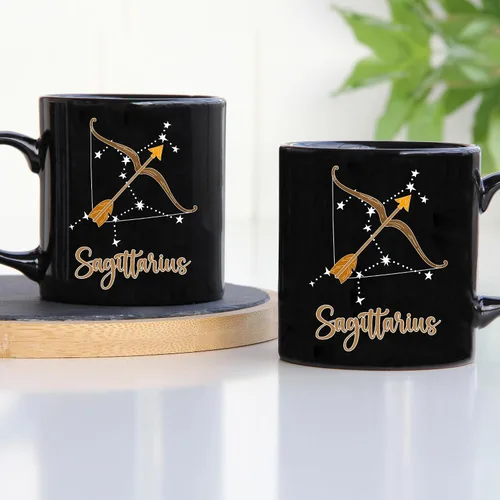 Vista 2 de TODOLIA -11Oz- Taza de café con signo del zodiaco Sagitario, taza de café Sagitario, taza de café de Sagitario, taza de regalo de cumpleaños