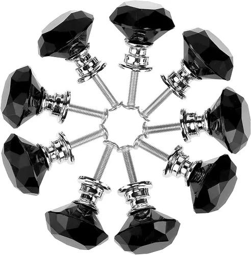 Vista 5 de Akstore 6 pomos de cristal para gabinetes de 1.18 pulgadas (1.181 in) con forma de diamante, para cajones de cocina, aparador, armario, tiradores