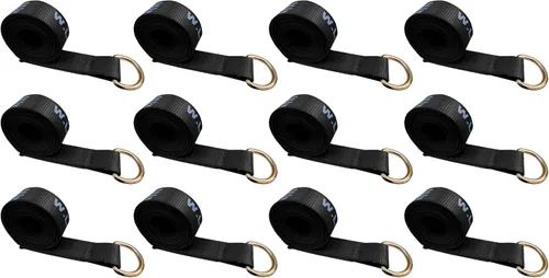 Vista 43 de Mega Cargo Control 1 paquete de correas de lazo de anillo D, amarres de remolque negros de 2 pulgadas para ensamblajes de elevación de ruedas