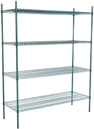 Vista 260 de Kit de 4 estantes de epoxi verde NSF de 21 x 72 pulgadas con postes de 86 pulgadas, estantería de almacenamiento resistente, kit de estantería