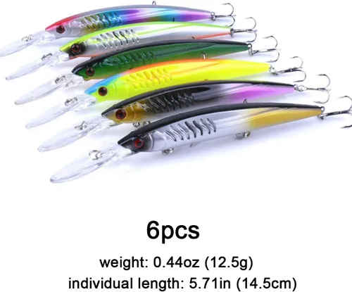 Vista 5 de Kit de señuelos de pesca Minnow Popper Crank Baits Freshwater Bass Fishing Baits Set