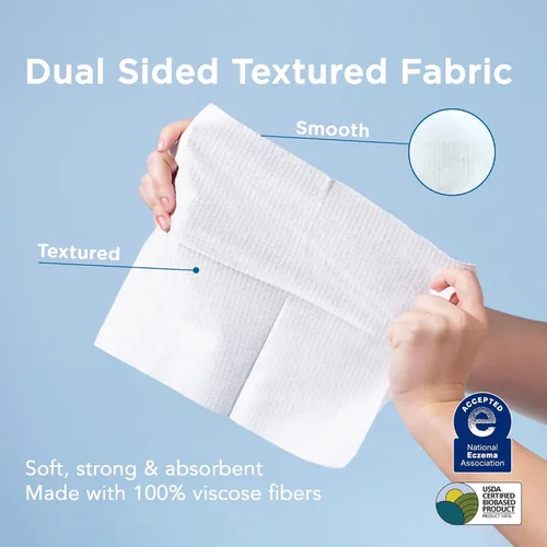 Vista 3 de Toallitas faciales secas XL (50 unidades, 1 paquete), toallas faciales ultra absorbentes a base de plantas, toallitas desmaquillantes desechables