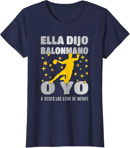 Vista 16 de Camiseta Ella Dijo El Balonmano O Yo. La Extraño, Negro
