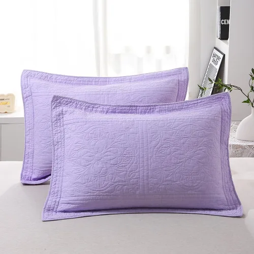Vista 33 de WINLIFE Funda de almohada acolchada 100% algodón con estampado floral tamaño estándar (azul bebé)