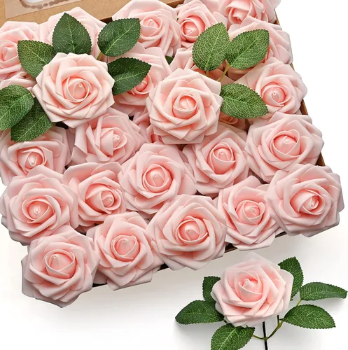 Vista 16 de Mocoosy - 50 rosas artificiales, rosas artificiales para decoración de Halloween, rosas de espuma de tacto real a granel con tallo gótico, ramo