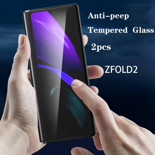 Vista 3 de Paquete de 2 protectores de pantalla de vidrio templado de privacidad diseñados para Samsung Galaxy Z Fold 2, protector de pantalla resistente a