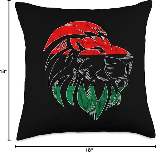 Vista 4 de Pan African Pride Black History Pan African UNIA Flag Lion Afro-American Black History - Almohada de 18 x 18 pulgadas, multicolor