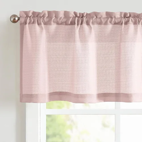 Vista 13 de jinchan - Cenefa de lino con borde de encaje, cenefa rústica de estilo granja para ventana de 16 pulgadas, tratamiento para ventana pequeña