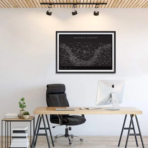 Vista 3 de Higly - Póster detallado de mapa de estrellas ecuatoriales – Constelaciones con nombres de estrellas – Impresión artística de pared para la escuela