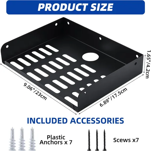 Vista 3 de Estante flotante de metal de 9 "x 6.9" moderno estante montado en la pared para componentes de TV, router, consola de juegos, reproductor de DVD
