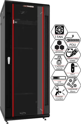 Vista 10 de Sysracks Gabinete para rack de servidor de montaje en pared 6U, rack de red de bloqueo de 19 pulgadas, 24 pulgadas de profundidad, puerta de vidrio