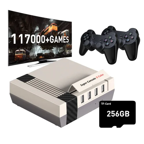 Vista 2 de Kinhank 117000+ Retro Game Console,Super Console X Cube Mini Classic Video Games, Gaming Systems for TV,Plug and Play,Compatible with PS1PSPDCMAME