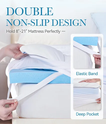 Vista 5 de BDEUS Cubrecolchón impermeable de doble capa de espuma viscoelástica de 3 pulgadas, tamaño individual, espuma viscoelástica de gel de 2 pulgadas más
