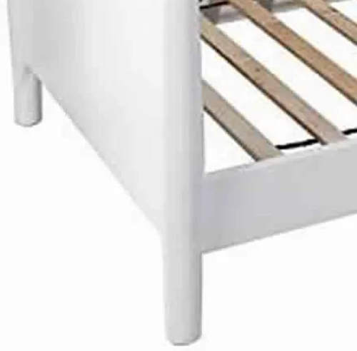 Vista 5 de Benjara - Sofá cama doble de madera moderna de mediados de siglo con patas redondas, color blanco