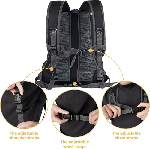 Vista 3 de WOYYHO Mochila transportadora para perros pequeños, mochila frontal ventilada para perros con bolsillos de almacenamiento, correas ajustables