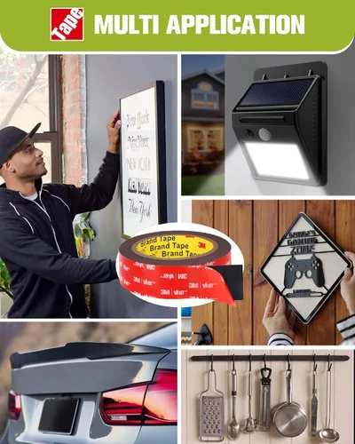 Vista 7 de Cinta de doble cara resistente, adhesivo súper fuerte, 16.4 pies x 0.94 pulgadas, 1 paquete Outdoor Waterproof, Stick Foam Mounting Tape for Walls