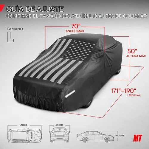Vista 2 de Motor Trend Funda impermeable para automóvil con bandera de Estados Unidos, protección para todo tipo de clima, resistente a los rayos UV Bandera