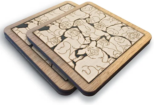 Vista 26 de Posavasos de Rompecabezas de Madera con Perro American Pit Bull Terrier - Regalo Único para Amantes de Perros Pitbull, Posavasos de Rompecabezas