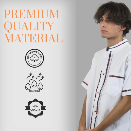 Vista 2 de Camisa tradicional mexicana Toluca para hombre, estilo guayabera, camisas para hombre, para verano, casual, cultural y boda