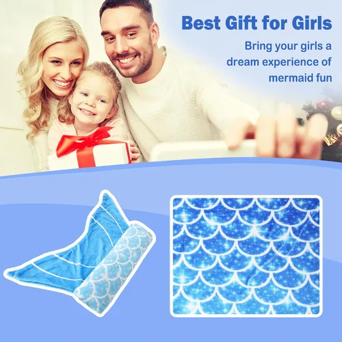 Vista 8 de Viviland Manta de cola de sirena – Manta de felpa de sirena para niñas, para todas las estaciones, manta de franela suave para acurrucarse, saco