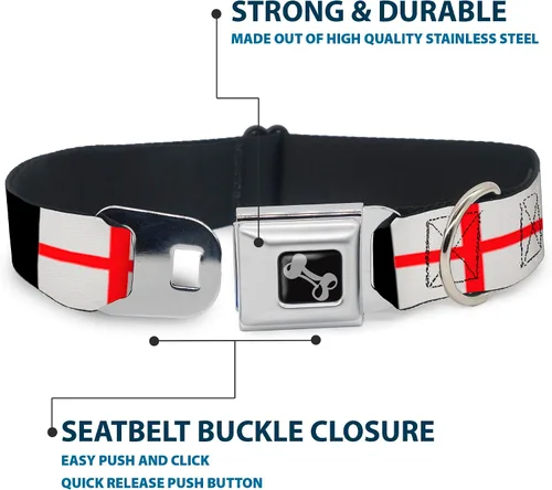 Vista 4 de Collar de perro hebilla de cinturón de seguridad banderas de Inglaterra 9 a 15 pulgadas 1.0 pulgadas de ancho